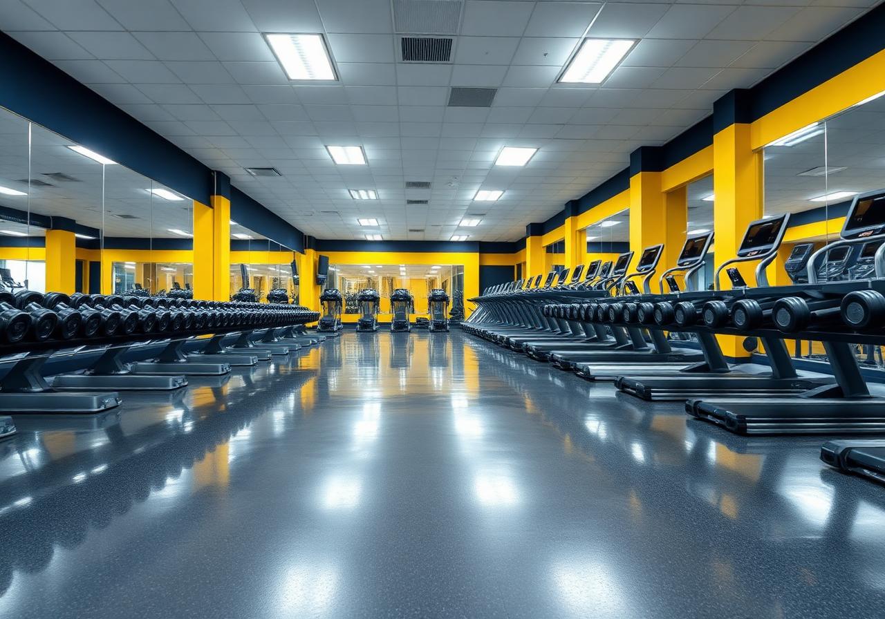 Spotless commercial gym after Squeaky Clean service