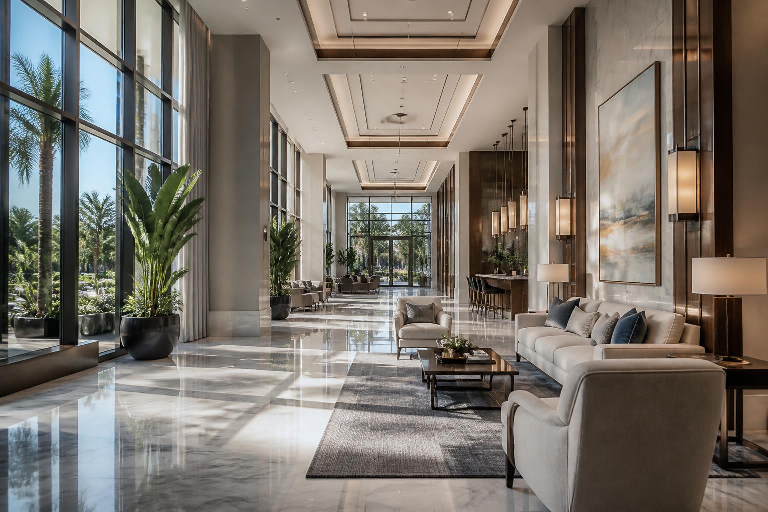 Marble apartment lobby cleaned to magazine quality by Squeaky Clean